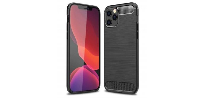 DLH Coque silicone noire pour Apple iPhone 12 et iPhone 12 Pro
