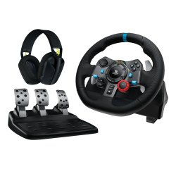 Logitech G 991-000539 mando y volante Aluminio, Negro USB Volante + Pedales + Auriculares PC, PlayStation 4, PlayStation 5, Playstation 3