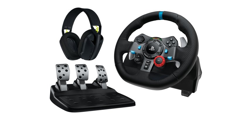 Logitech G 991-000539 mando y volante Aluminio, Negro USB Volante + Pedales + Auriculares PC, PlayStation 4, PlayStation 5, Playstation 3