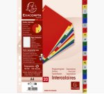 Intercalaires imprimés alphabétiques PP couleurs 12/100 AZ - A4 - Couleurs assorties