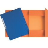Chemise exacompta 3 rabats carte lustree 355gr a4        fermeture elastique etiquette coloris assortis lot 10