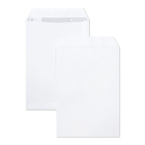 Boite de 250 pochettes auto-adhésives vélin blanc 90g format C4 229x324mm