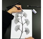 Stylo-feutre tombow mono drawing pen set fine 4 pieces 005 01 03 05 coloris noir