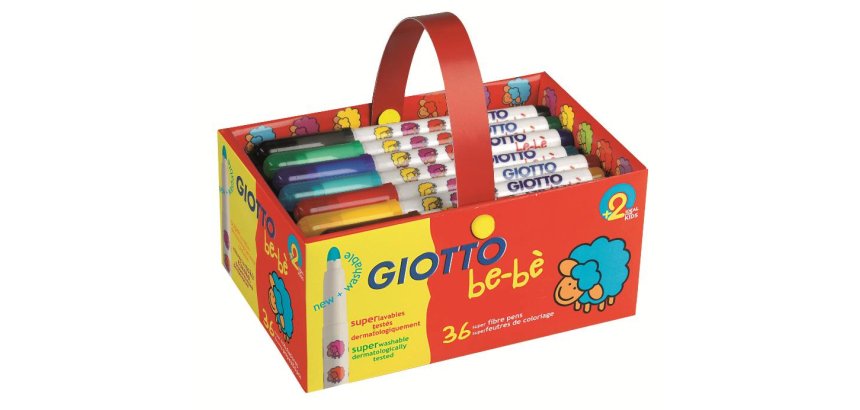 Feutre coloriage giotto be-bè lavable testé dermatologiquement pointe bloquée ultra résistante schoolpack 36 unités