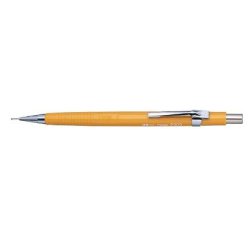 Porte-mine pentel p200 0.9mm embout et agrafe métalliques canon fixe longueur 4 mm gomme rechargeable corps jaune