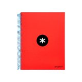 Cahier spirale antartik a4 240p 90g couverture rembordee quadrillage 5mm 4 trous       coil-lock coloris rouge