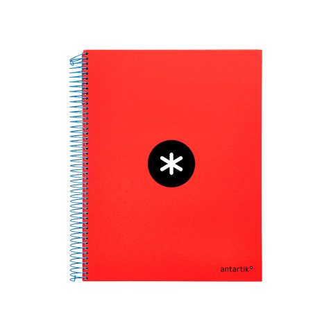 Cahier spirale antartik a4 240p 90g couverture rembordee quadrillage 5mm 4 trous       coil-lock coloris rouge