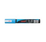 Marqueur uniball craie chalk pointe fine 2/3mm idéal ardoises vitrines résiste pluie couleur lumineuse bleu clair