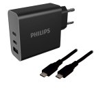 MCL DLP2683B/12CN - Chargeur secteur Philips 65W + câble Type C 2m Universel Noir Charge rapide Intérieure