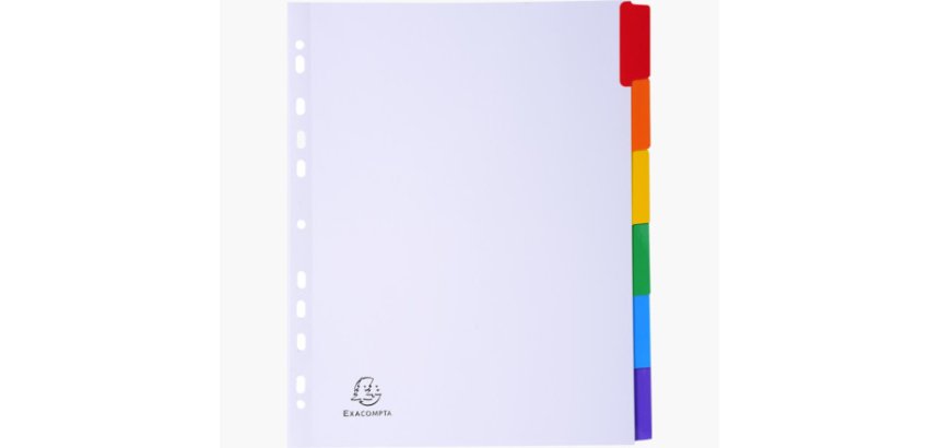 Intercalaires carte blanche 160g - 6 positions - A4+ - Blanc