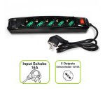 Tecnoware FMP5GIGUSB prolunghe e multiple 1,5 m 5 presa(e) AC Interno Nero