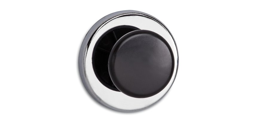 Aimant maul ferrite puissant avec bouton résistance 12kg coloris argenté diamètre 67mm