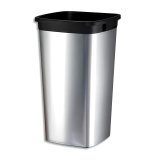Collecteur carré Iris Square 60L en métal - Diamètre 39 cm, hauteur 73 cm effet Inox
