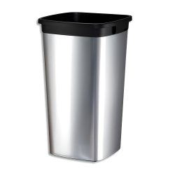 Collecteur carré Iris Square 60L en métal - Diamètre 39 cm, hauteur 73 cm effet Inox