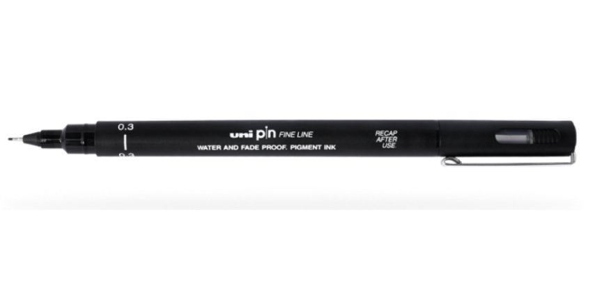 Feutre technique uniball pointes calibrees 0,3mm encre noir trace net et precis
