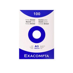 Étui de 100 fiches - bristol uni non perforé 148x210mm - Blanc