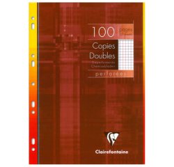 Copies doubles sous étui A4 100 pages perforées petits carreaux + marge