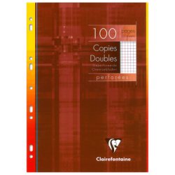 Copies doubles sous étui A4 100 pages perforées petits carreaux + marge