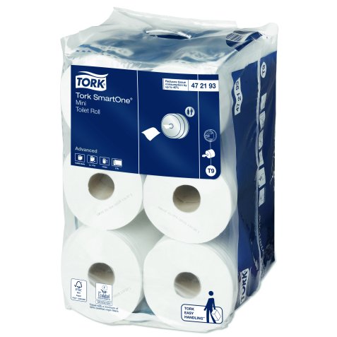Lot de 12 rouleaux Papier toilette Mini Advanced 2 plis 620 feuilles Ecolabel pour distrib SmartOne