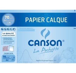 Papier calque canson crayon encre dessin industriel 70/75g a4 297x210mm pochette 12f