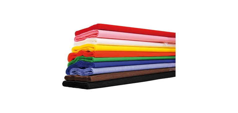 Paquet de 10 feuilles Crépon 40g,crêpé à 60%, 2x0,5 cm assorties