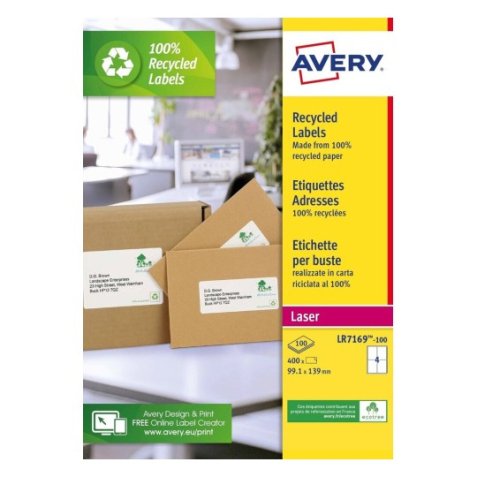 Boîte de 400 étiquettes adresse Laser recyclées Blanc 99,1 x 139 mm LR7169-100