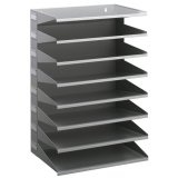 Trieur horizontal 8 compartiments en acier époxy. Pour doc A4+. L36 x H54 x P25 cm - Gris