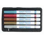 F.I.L.A. Astuccio 5 Giotto Decor Colori Metallizzati - Per Decorare Cartoncino, Legno, Vetro, Cuoio, Plastica, Sassi, Das, Metallo Ecc.