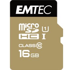 Carte memoire emtec micro sd hc 16gb classe  10 elite gold