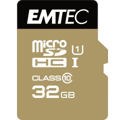 Carte memoire emtec micro sd hc 32gb classe  10 elite gold