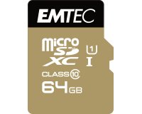 Carte memoire emtec micro sd hc 64gb classe  10 elite gold