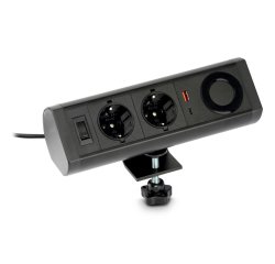 Urban Factory PPS03UF-BK multiprise 1,35 m 2 sortie(s) CA Intérieure Noir