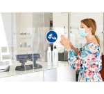 Panneau PP adhésif antidérapant Gel main obligatoire 20 cm - Bleu