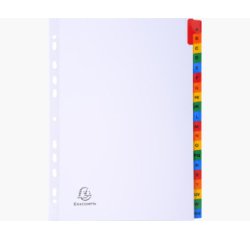 Intercalaires Imprimés alphabétiques carte blanche 160g - 20 positions - A4 - Blanc
