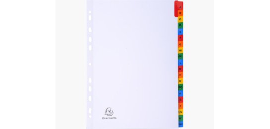 Intercalaires Imprimés alphabétiques carte blanche 160g - 20 positions - A4 - Blanc