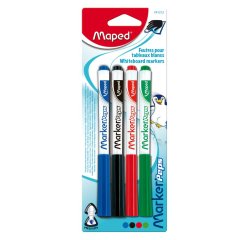 Marqueur effaçable Bic Marker'Peps pointe ogice - Boîte de 4 couleurs assorties