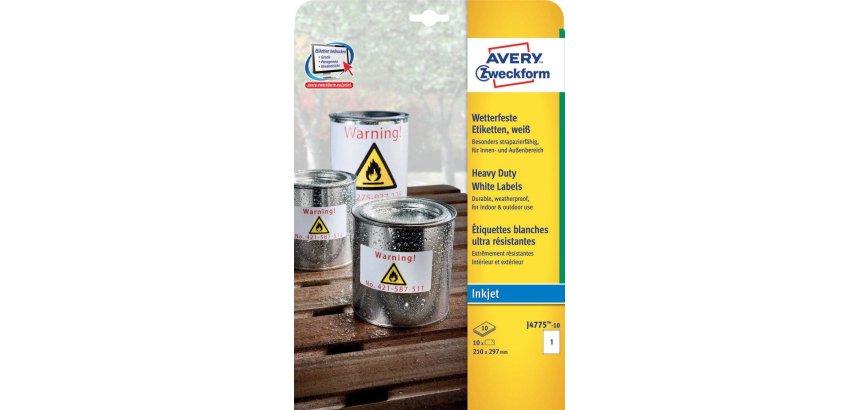 Avery J4775-10 self-adhesive label Rectangle Permanent White 10 pc(s)
