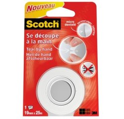 Ruban adhésif scotch micro-dentelé transparent longue durée 19mmx25m