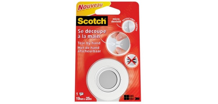 Ruban adhésif scotch micro-dentelé transparent longue durée 19mmx25m