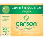 Pochette 12 feuilles papier dessin blanc 24 x 32 cm Canson® "C" à grain® 180 g