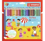 STABILO Matita colorata triangolare - Trio thick - Astuccio da 24 + temperino - Colori assortiti