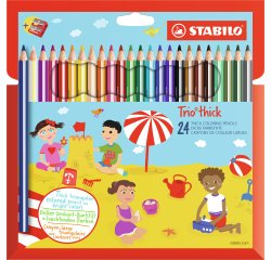 STABILO Matita colorata triangolare - Trio thick - Astuccio da 24 + temperino - Colori assortiti