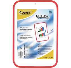 Tableau blanc velleda double face effaçable unie oeillet suspension livré sous film 44x30cm