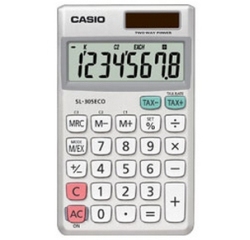 Casio SL-305ECO calculator Pocket Basic Silver, White