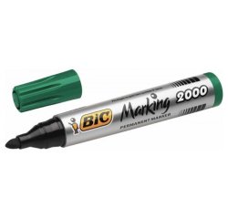 Marqueur bic permanent marking 2000 pointe moyenne biseautée tracé 3/5mm corps plastique encre base alcool coloris vert