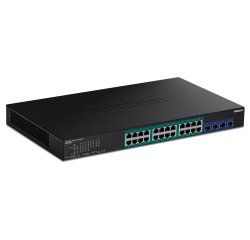 Trendnet TPE-30284 commutateur réseau Géré L2/L4 Gigabit Ethernet (10/100/1000) Connexion Ethernet, supportant l'alimentation via ce port (PoE) 1U Noir