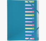 Trieur exacompta 3 rabats polypro a4 avec elastiques et fenetres 12 compartiments     coloris assortis