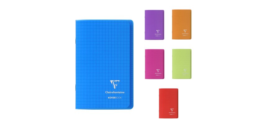 Carnet piqué Koverbook 9x14cm 96 pages petits carreaux couverture polypropylène transparent - Assortis