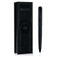 Stylo-bille belius turbo monochrome aluminium texture pointillee encre bleue coloris noir dans coffret cadeau