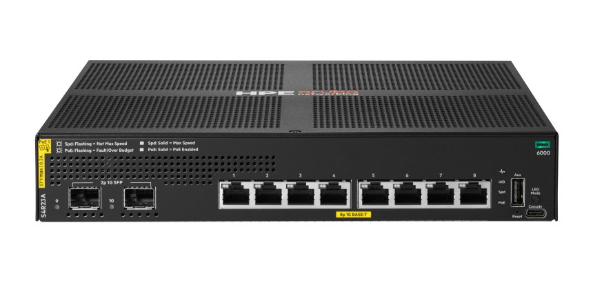 HPE Aruba Networking CX 6000 8p 10M/100M/1G Class4 PoE 2p SFP 1G 67W Switch